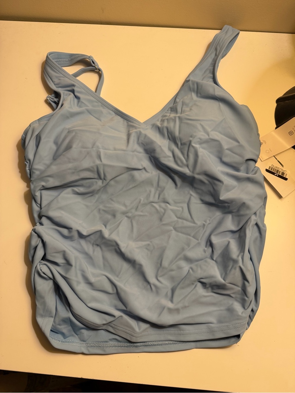 Light Blue Women's V-Neck Tankini top Lands End size 14